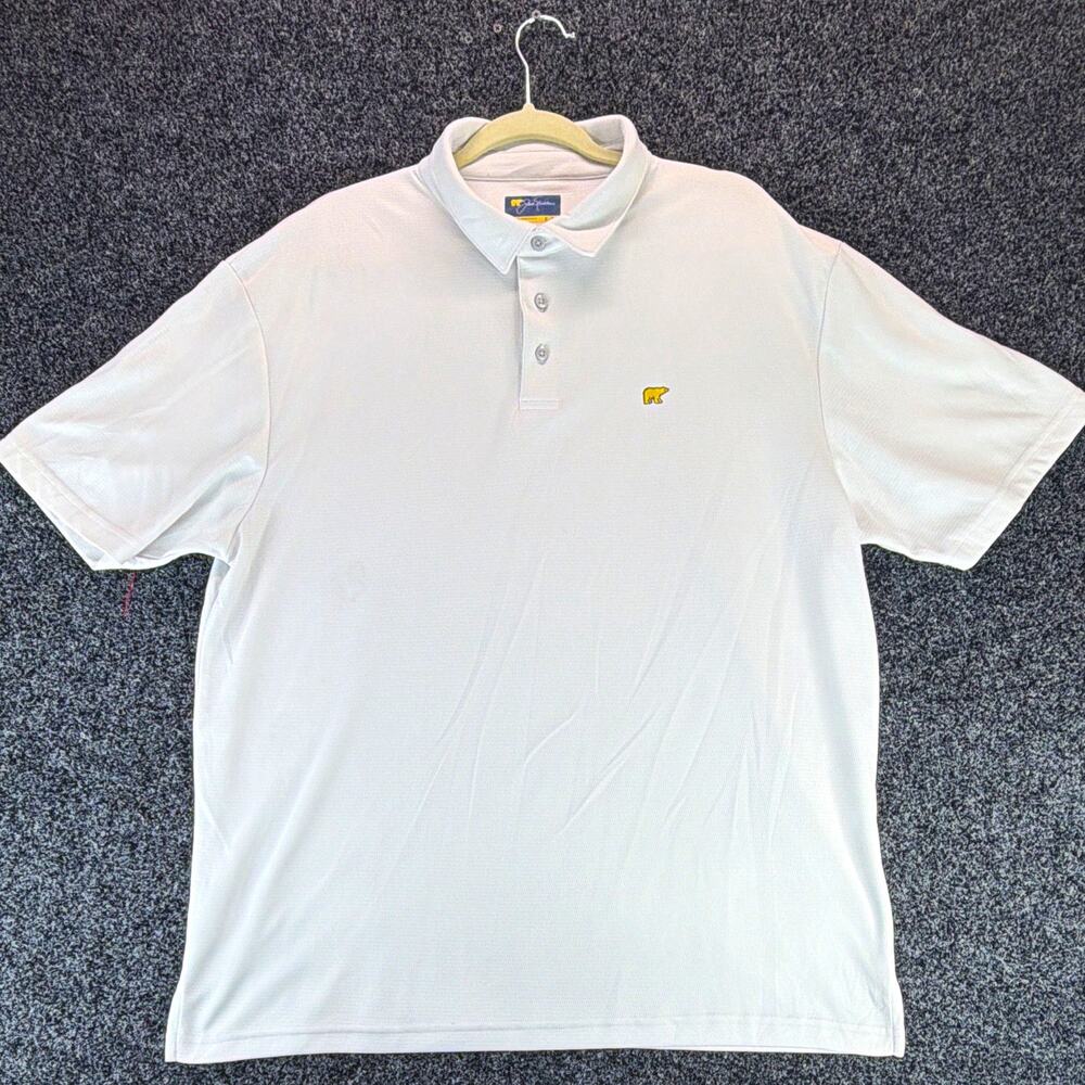 Jack Nicklaus Polo Shirt Men's XL White Short Sleeve Collared Mesh Bear Logo